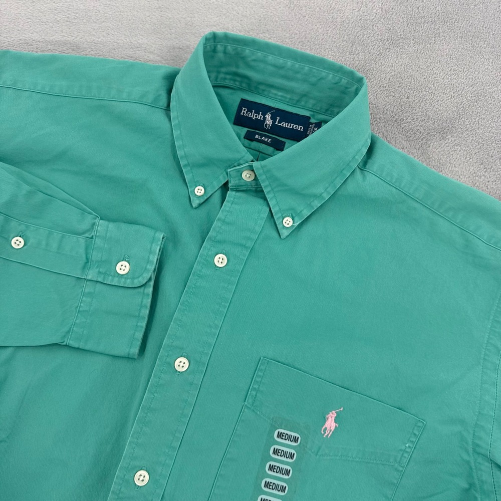 Ralph Lauren Blake Button Down Shirt Mens Mens Mint Green Pink Pony NEW